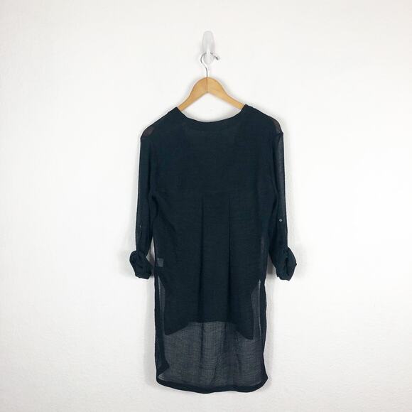 Helmut Lang Black Swift Button Down Triacetate-Blend Top Size Small Quiet Luxury - Picture 10 of 11